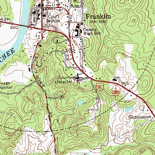 Topographic Map of Heard County Memorial Hospital, GA