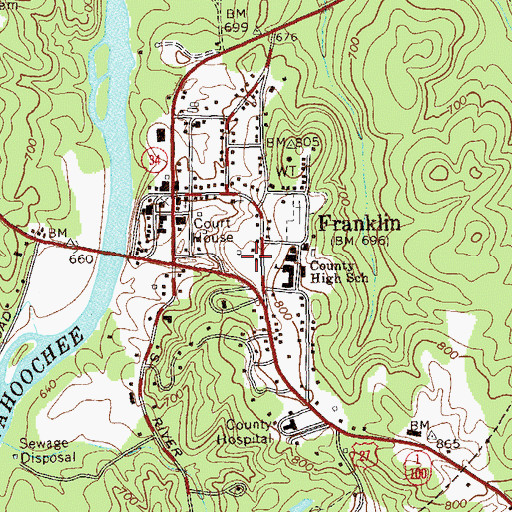 Topographic Map of Heard County Public Library, GA