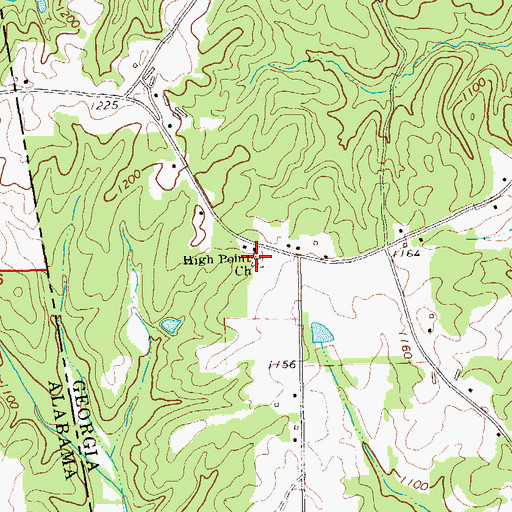 Topographic Map of High Point Cemetery, GA