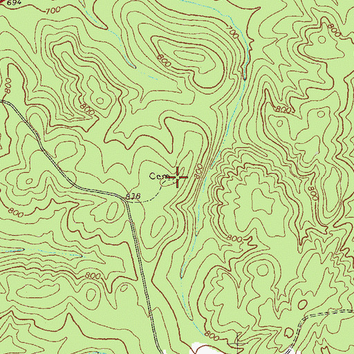 Topographic Map of McWaters Cemetery, GA