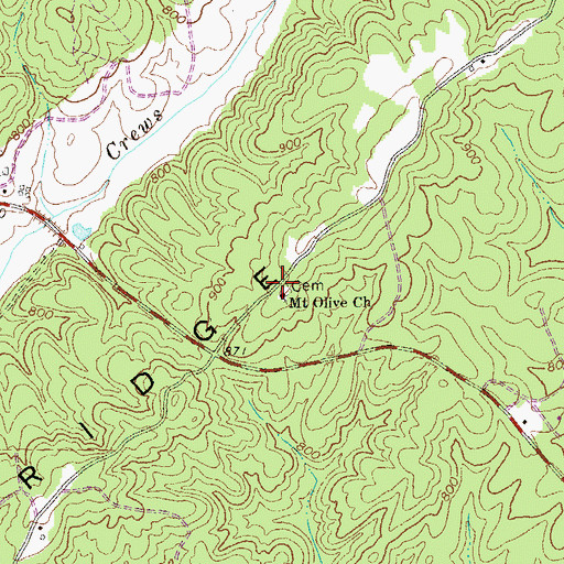 Topographic Map of Mount Olive Cemetery, GA