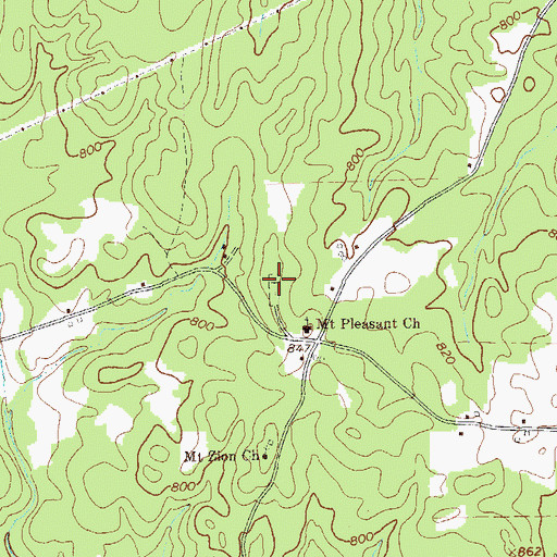 Topographic Map of Mount Pleasant Cemetery, GA