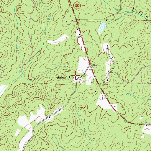 Topographic Map of Mount Salem School (historical), GA