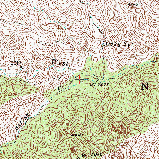 Topographic Map of Spencer Spring Creek, AZ