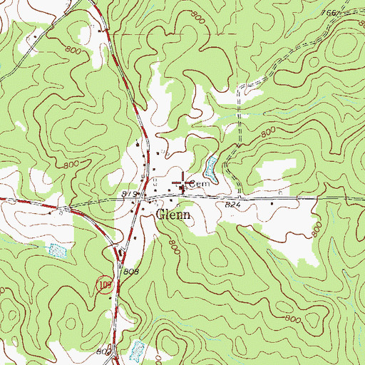 Topographic Map of Mount Zion Cemetery, GA