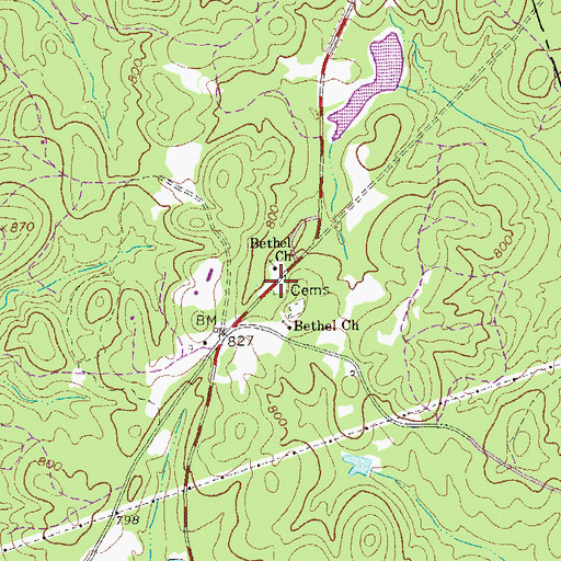 Topographic Map of New Bethel Cemetery, GA
