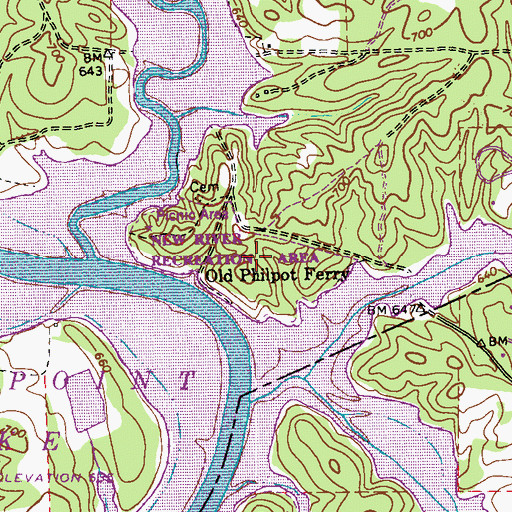 Topographic Map of New River Recreation Area, GA