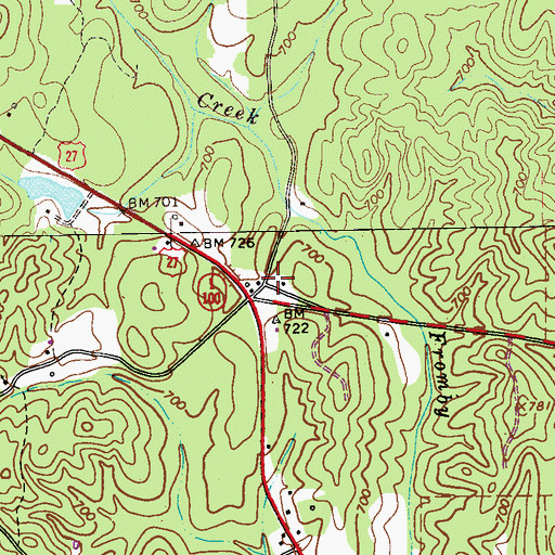 Topographic Map of Old Mount Olive Cemetery, GA