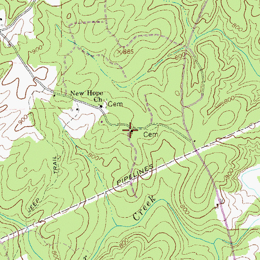 Topographic Map of Old New Hope Church, GA