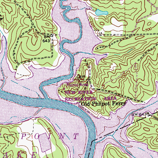 Topographic Map of Philpot Cemetery, GA