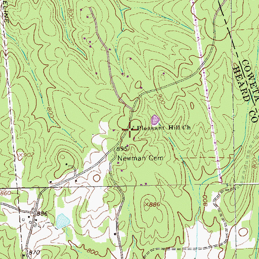Topographic Map of Pleasant Hill School (historical), GA