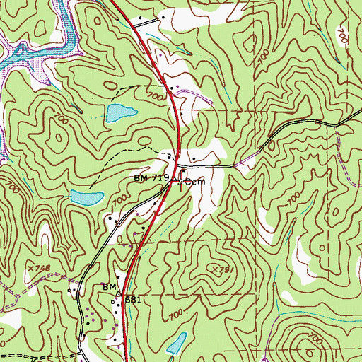 Topographic Map of Purgason Cemetery, GA