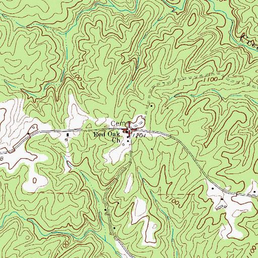 Topographic Map of Red Oak, GA