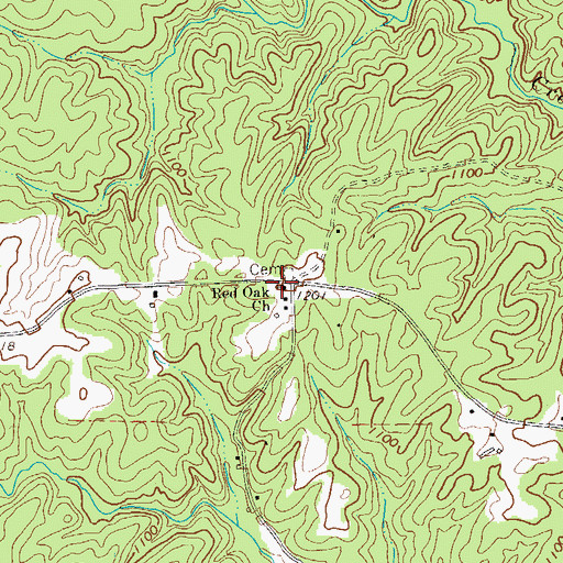 Topographic Map of Red Oak Congregational Methodist Church, GA