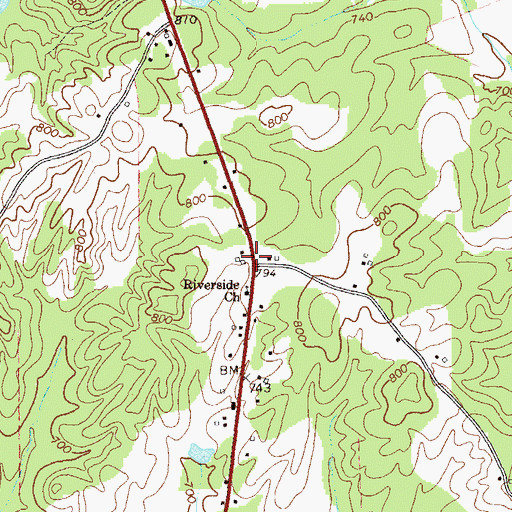 Topographic Map of Riverside, GA