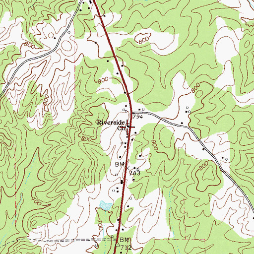 Topographic Map of Riverside School (historical), GA