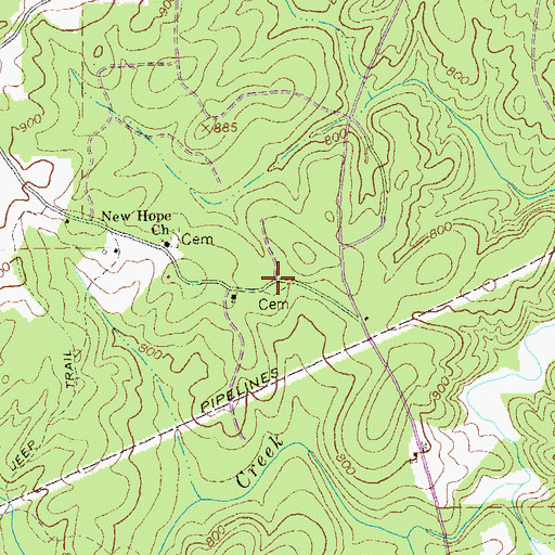 Topographic Map of Rooks-Lewis Cemetery, GA