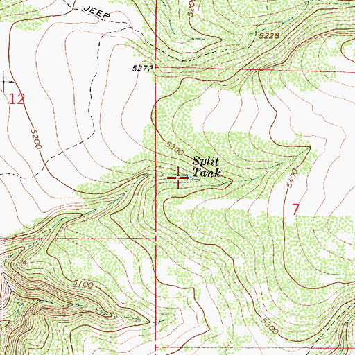 Topographic Map of Split Tank, AZ