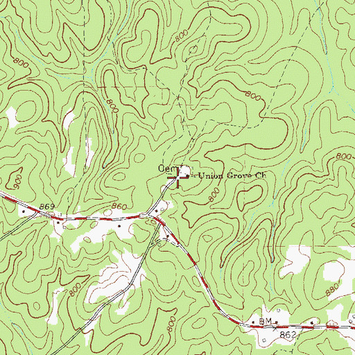 Topographic Map of Union Grove School (historical), GA