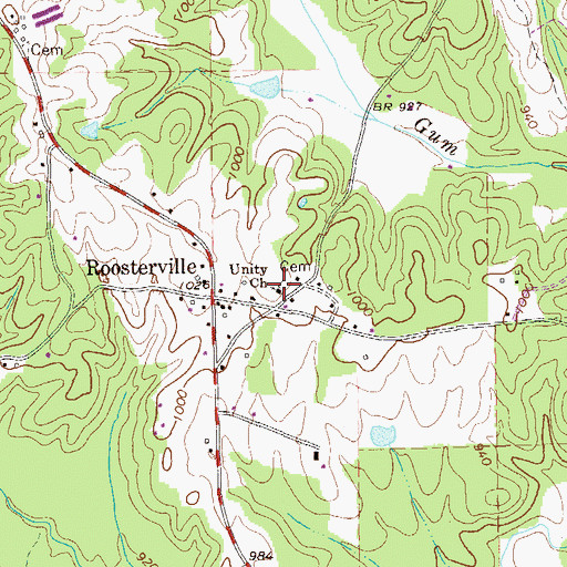 Topographic Map of Unity Cemetery, GA