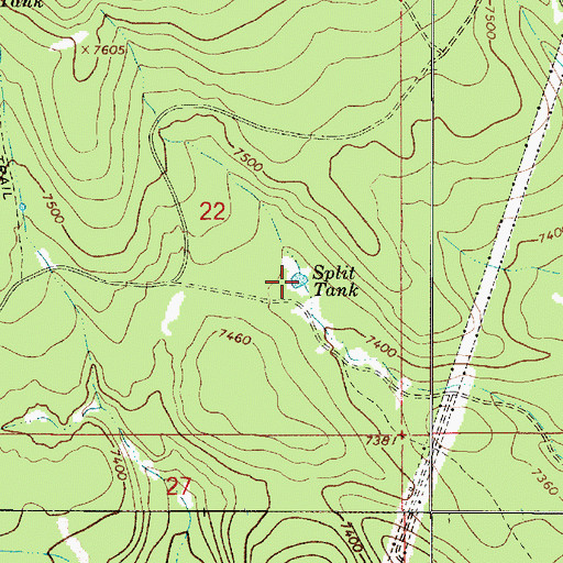 Topographic Map of Split Tank, AZ
