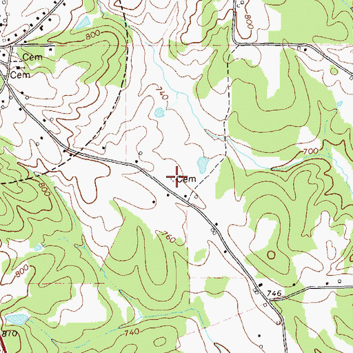 Topographic Map of Vaughan Cemetery, GA