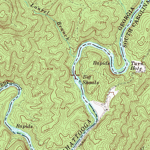 Topographic Map of Chattooga Wild and Scenic River, GA