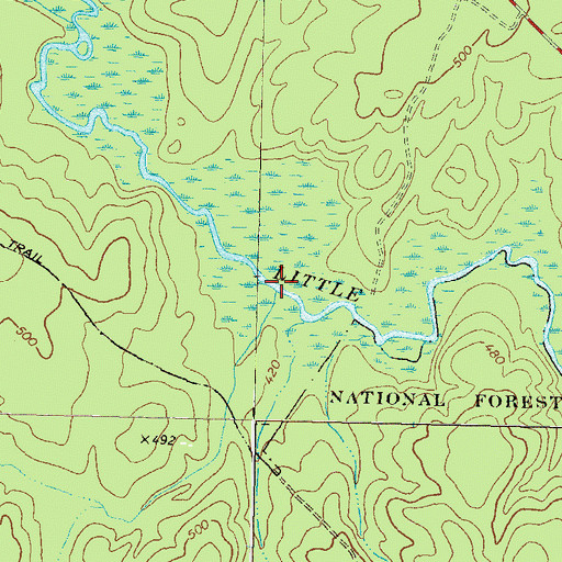 Topographic Map of Badger Creek, GA