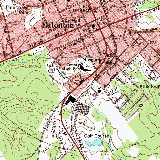 Topographic Map of Berean Christian School, GA