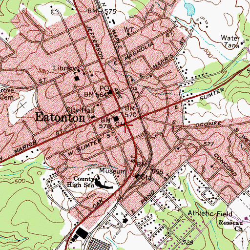 Topographic Map of Bledsoe-Green House Museum, GA