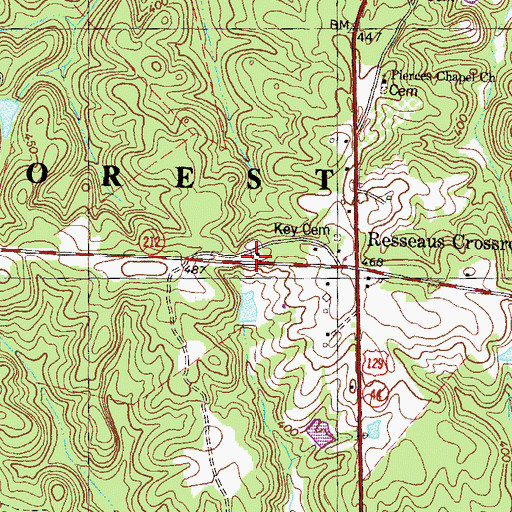 Topographic Map of Freeman Grove School (historical), GA