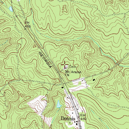 Topographic Map of Mount Ararat School (historical), GA