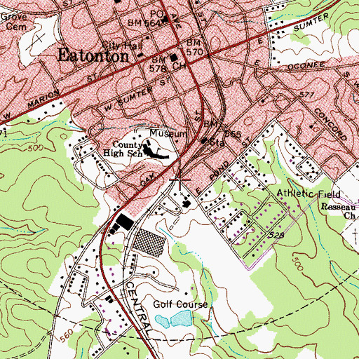 Topographic Map of Putnam County Correctional Institution (historical), GA