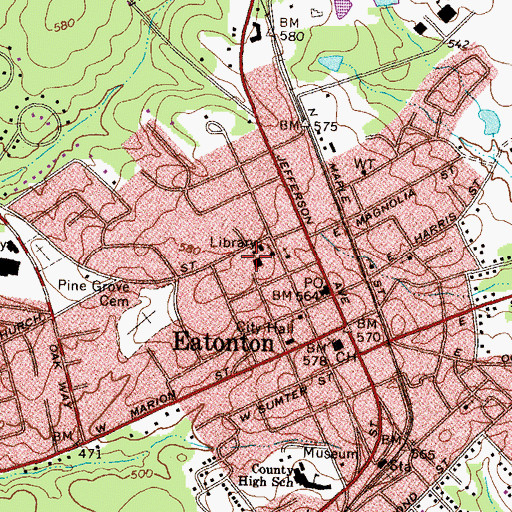 Topographic Map of Putnam-Jasper Training Center, GA