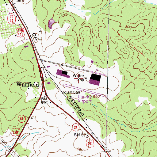 Topographic Map of South Putnam Industrial Park, GA