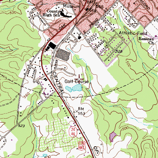 Topographic Map of Uncle Remus Golf Course, GA