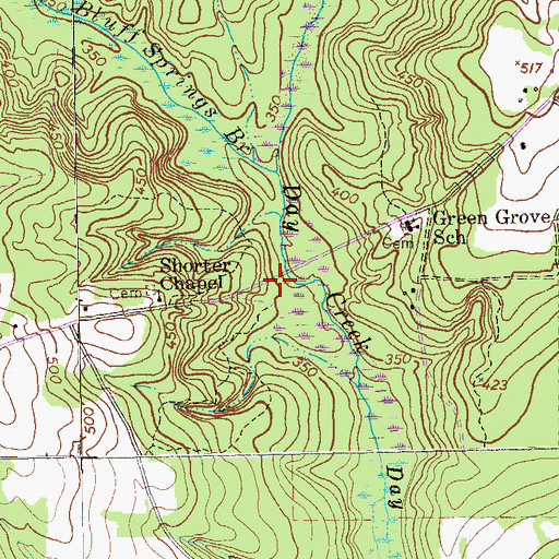 Topographic Map of Adams Mill (historical), GA