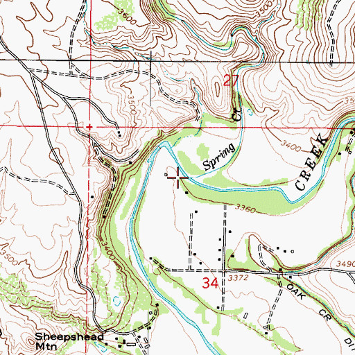 Topographic Map of Spring Creek, AZ