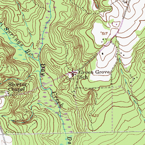 Topographic Map of Green Grove Church, GA
