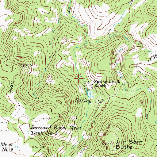 Topographic Map of Spring Creek Ranch, AZ