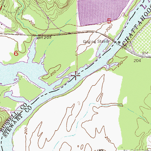 Topographic Map of Joseph Wilson Smith Bridge, GA
