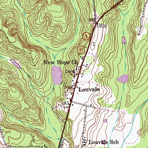 Topographic Map of Louvale Methodist Church, GA