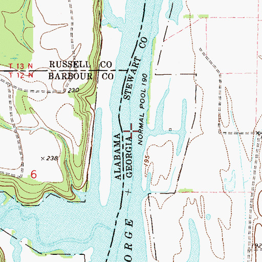Topographic Map of Lower Bradleys Landing, GA