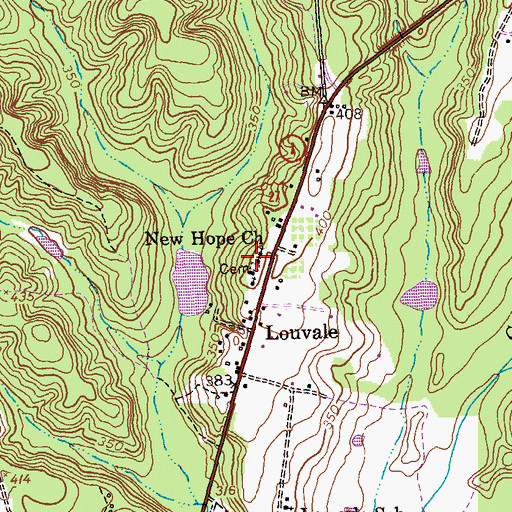 Topographic Map of Marvin Church, GA