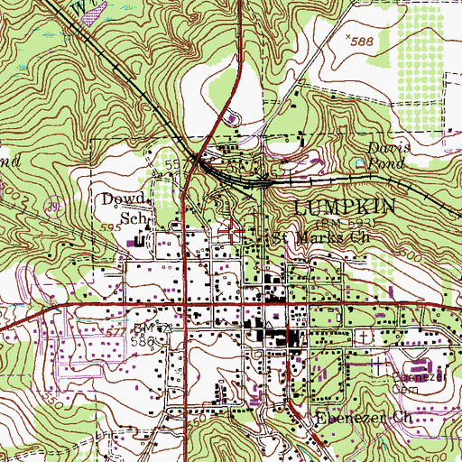 Topographic Map of North Side Cemetery, GA