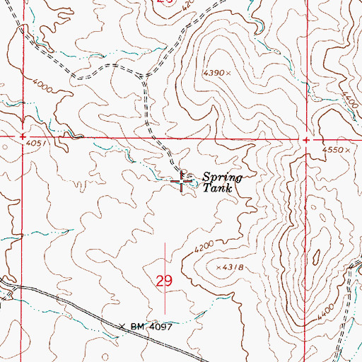 Topographic Map of Spring Tank, AZ