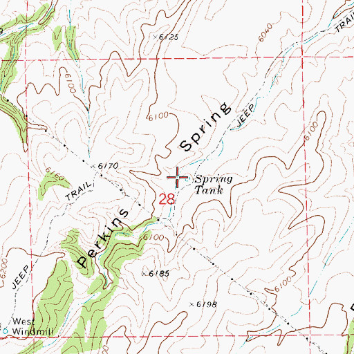 Topographic Map of Spring Tank, AZ