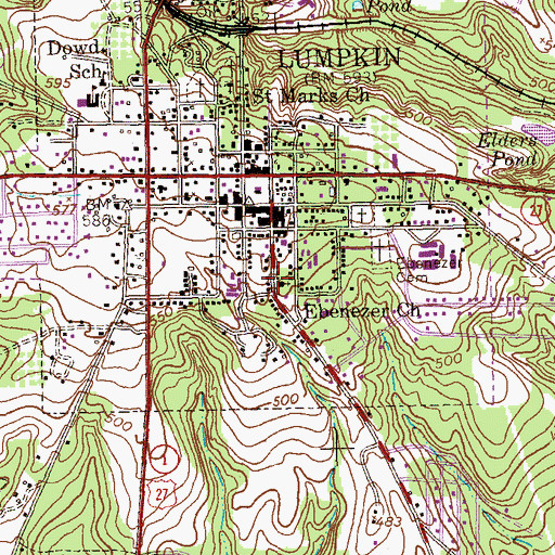 Topographic Map of Second Methodist Church, GA