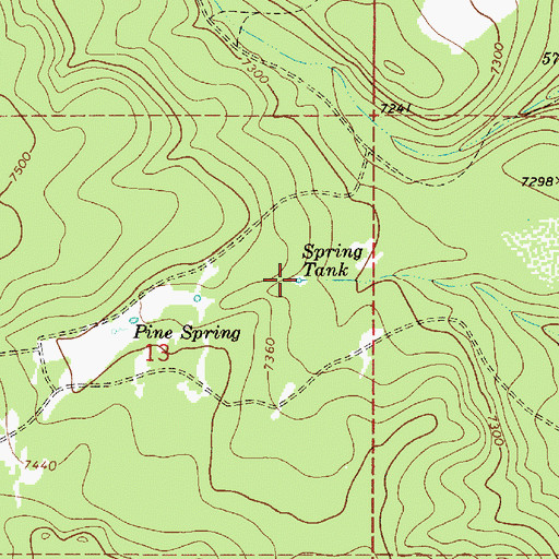 Topographic Map of Spring Tank, AZ