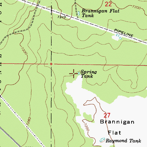 Topographic Map of Spring Tank, AZ